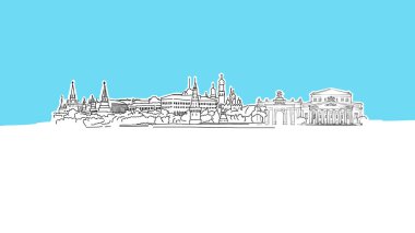 Moskova, Rusya Skyline Panorama Vektör Sketch