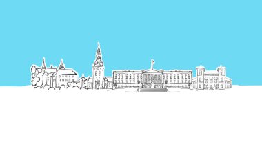 Oslo, Norveç Skyline Panorama Vektör Sketch