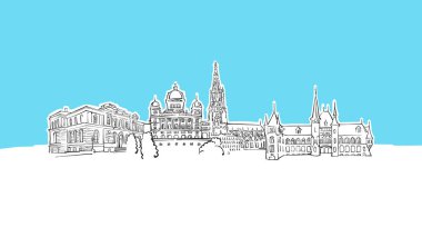 Bern Skyline Panorama Vektör Çizimi