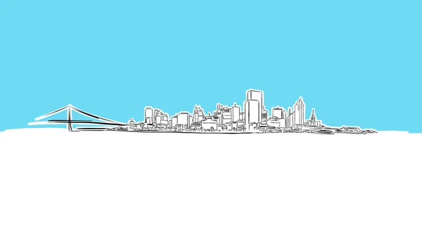 Boceto vectorial panorámico de San Francisco Skyline — Archivo Imágenes Vectoriales