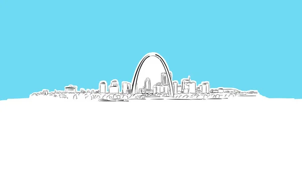 St Louis, Missouri Skyline Panorama Vektör Çizimi — Stok Vektör