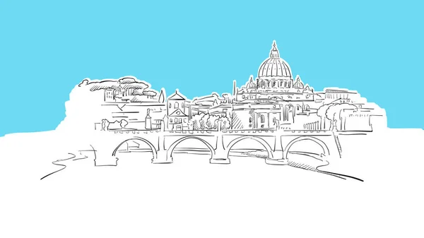 Roma Skyline Panorama Vektör Çizimi — Stok Vektör