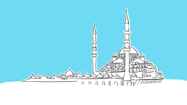 Estambul Skyline Panorama Vector Sketch — Vector de stock