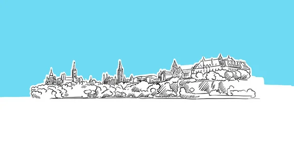Boceto vectorial panorámico de Ottawa Skyline — Vector de stock