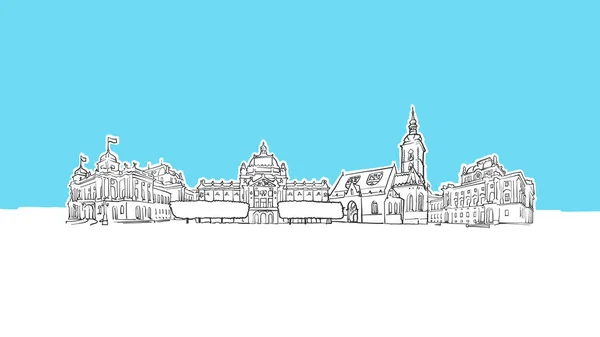 Zagreb Croatia Skyline Panorama Vector Sketch — Stock Vector