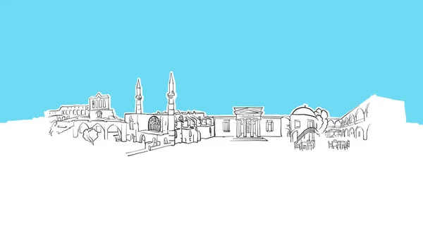 Nicosia Chipre Skyline Panorama Vector Sketch — Archivo Imágenes Vectoriales