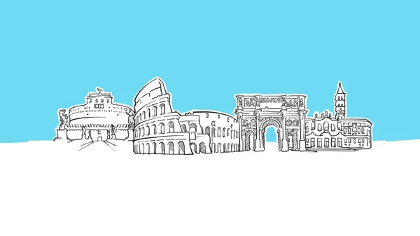 Roma İtalya Skyline Panorama Vektör Sketch — Stok Vektör
