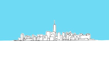 New York City Lineart Vektör Krokisi