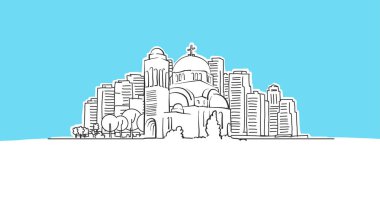 Ortodoks Kilisesi Lineart Vektör Krokisi