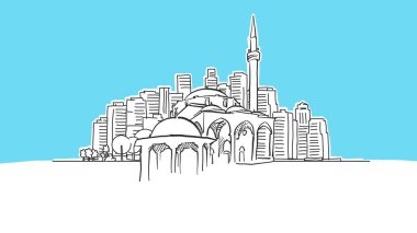 Tarihi Cami Lineart Vektör Kroki