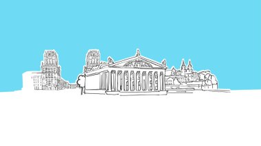 Minsk Belarus Lineart Vektör Kroki