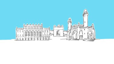 Bakü Azerbaycan Lineart Vektör Krokisi