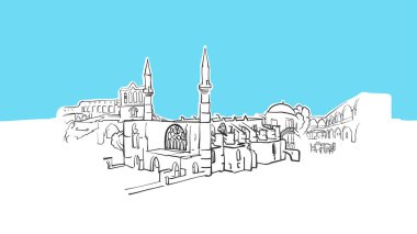 Lefkoşa Kıbrıs Lineart Vektör Kroki