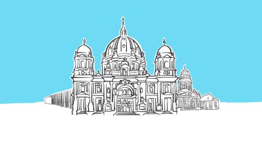 Berlin Almanya Lineart Vektör Krokisi