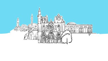 Üsküp Makedonya Lineart Vektör Krokisi