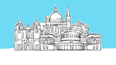 Valletta Malta Lineart Vektör Krokisi