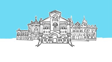 Monako Lineart Vektör Çizimi