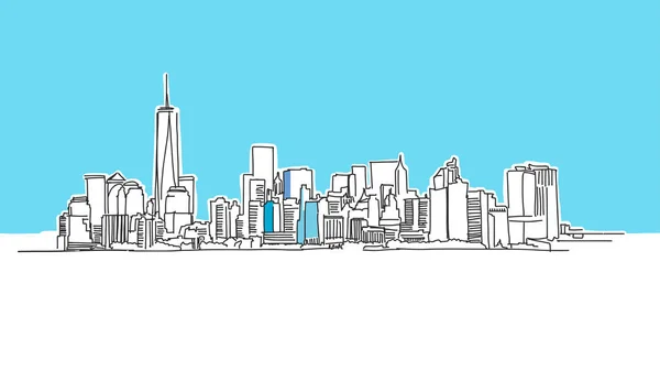 Bosquejo de vectores lineales de la ciudad de Nueva York — Vector de stock