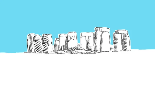 Stonehenge Engeland Lineart Vector Schets — Stockvector
