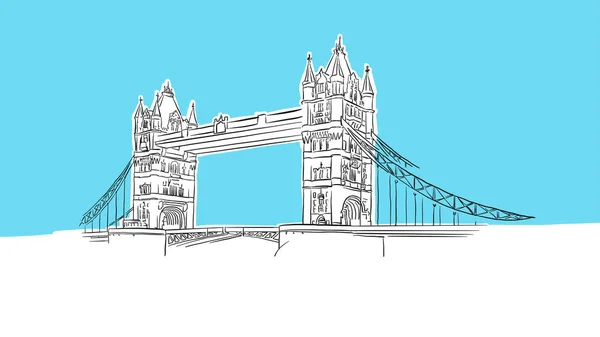 London Tower Bridge Croquis vectoriel linéaire — Image vectorielle