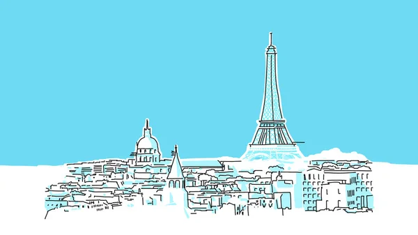 Croquis vectoriel linéaire de Paris — Image vectorielle