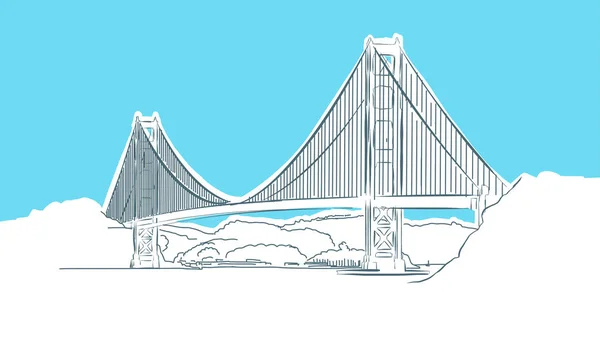 Boceto vectorial lineal de Golden Gate Bridge — Archivo Imágenes Vectoriales