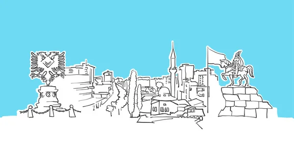 Tirana Albânia Lineart Vector Sketch — Vetor de Stock