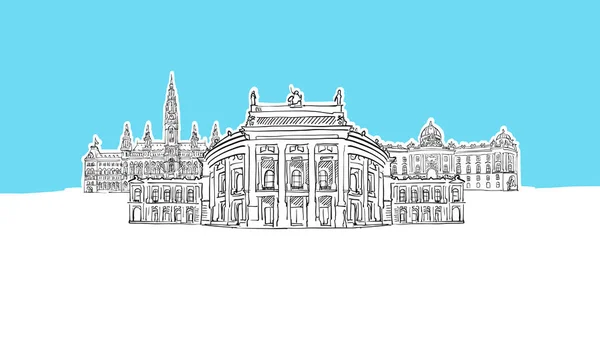 Viena Austria Lineart Vector Sketch — Vector de stock