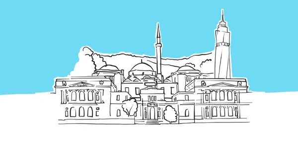 Sarajevo Bósnia e Herzegovina Lineart Vector Sketch —  Vetores de Stock