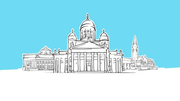 Helsinki Finlandia lineart wektor szkic — Wektor stockowy