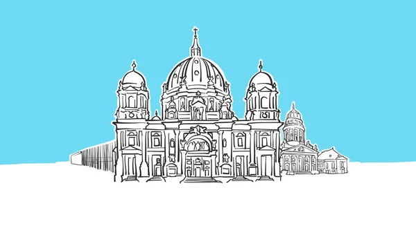 Berlino Germania Lineart Vector Sketch — Vettoriale Stock