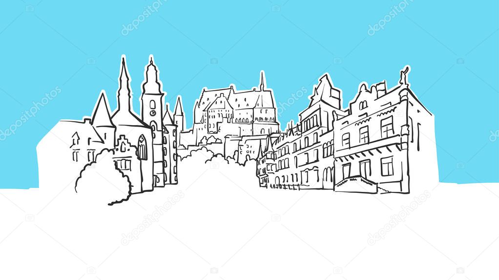 Luxembourg Lineart Vector Sketch