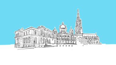 Bern İsviçre Lineart Vektör Krokisi
