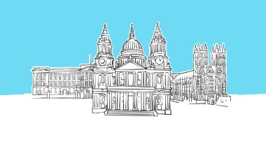 Londra Birleşik Krallık Lineart Vektör Sketch
