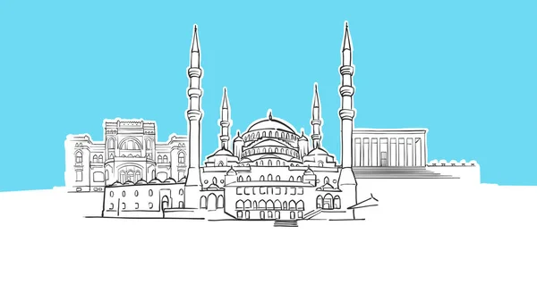 Ankara Turquía Lineart Vector Sketch — Archivo Imágenes Vectoriales