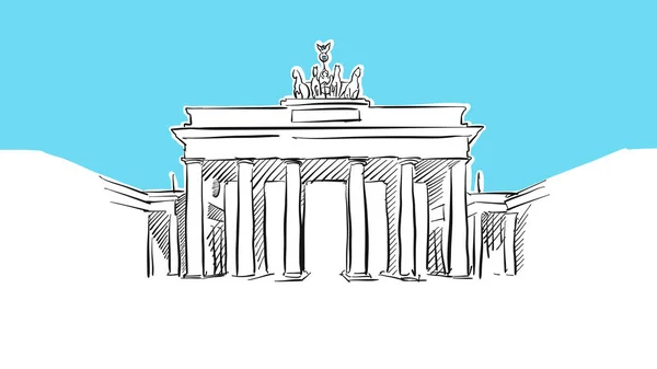 Brandeburg Kapısı Berlin Lineart Vektör Sketch — Stok Vektör