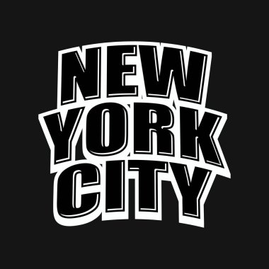 New York City siyah harflerle yazılıyor. Siyah beyaz el çizimi. Yazdırma ve etiketleme için simge işareti.
