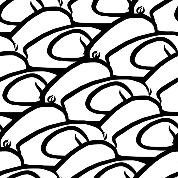 Avocados Nahtlose Muster Schwarz Weiße Handgezeichnete Illustration Symbolzeichen Für Druck — Stockvektor