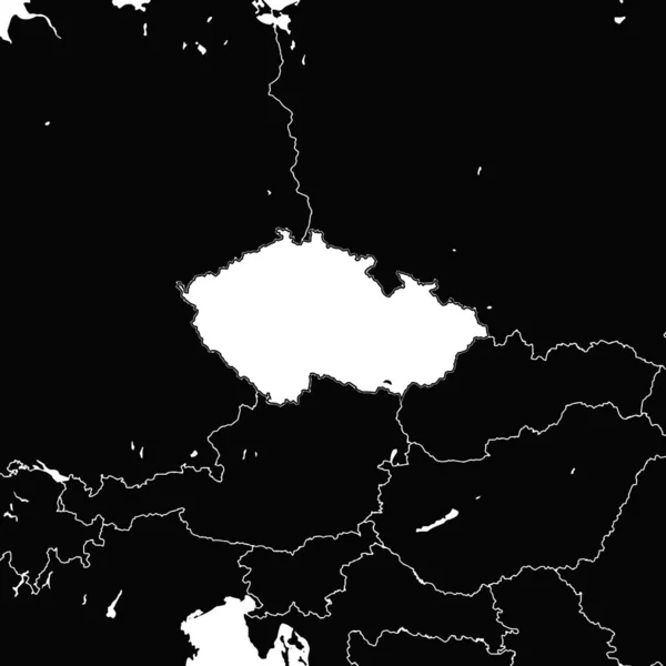 Mapa República Checa Ilustração Preto Branco Sinal Ícone Para Impressão — Vetor de Stock