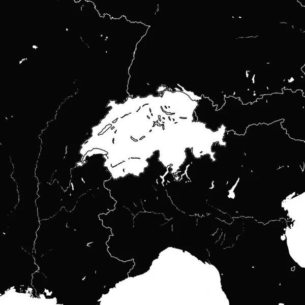 瑞士地图 黑白插图 用于印刷和标签的图标 — 图库矢量图片