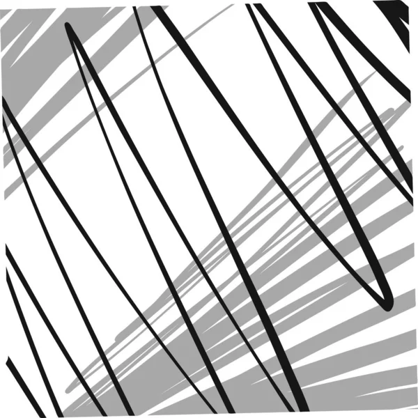 Abstracto Líneas Onduladas Composición Ilustración Dibujada Mano Blanco Negro Signo — Vector de stock