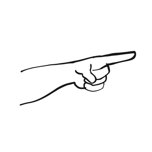 Apontar Dedo Mão Ilustração Desenhada Mão Preto Branco Sinal Ícone —  Vetores de Stock