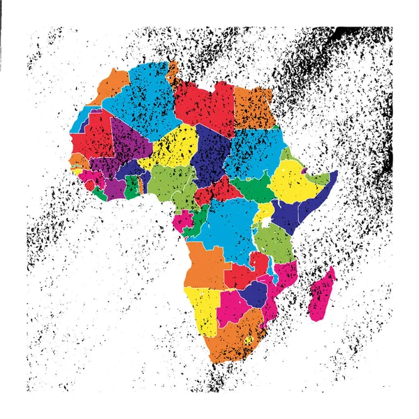 Färgglada Afrika Karta Vintage Bakgrund Svart Och Vitt Handritad Illustration — Stock vektor