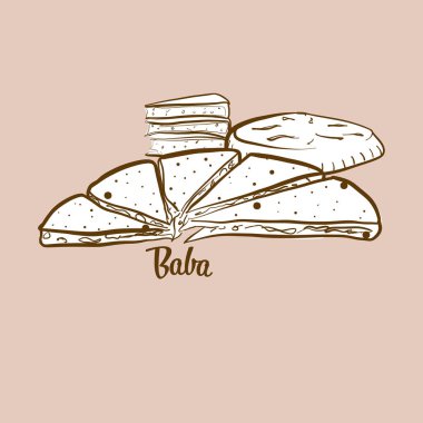Elle çizilmiş Baba ekmek çizimi. Yuvarlak ekmekler, genellikle Çin 'de, Yunnan' da, naxi 'de, insanlarda bilinir. Vektör çizim serisi.