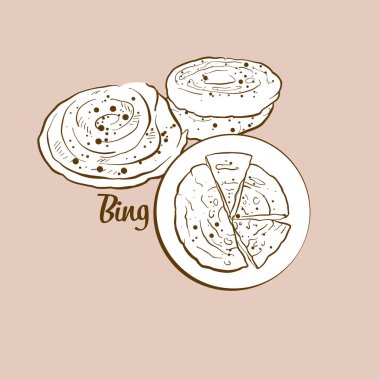 Elle çizilmiş Bing ekmek çizimi. Yassı ekmek, genellikle Çin 'de bilinir. Vektör çizim serisi.