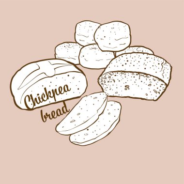 Elle çizilmiş nohut ekmeği çizimi. Terk edilmiş, genellikle Arnavutluk ve Türkiye 'de tanınıyor. Vektör çizim serisi.