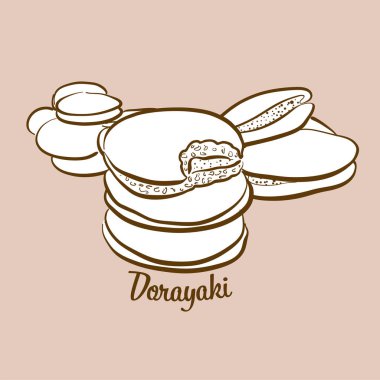 Elle çizilmiş Dorayaki ekmek çizimi. Krep, genellikle Japonya 'da bilinir. Vektör çizim serisi.