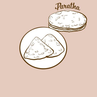 El yapımı Paratha ekmek çizimi. Mısır ekmeği, genellikle Hindistan, Pakistan 'da bilinir. Vektör çizim serisi.