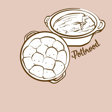 Hand-drawn Potbrood bread illustration. Leavened, usually known in South Africa. Vector drawing series. clipart