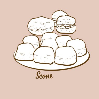 Hand-drawn Scone bread illustration. Quick bread, usually known in United Kingdom. Vector drawing series. clipart